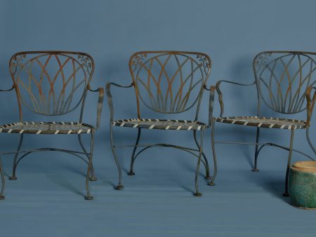 Set of 4 Wrought Iron Garden Chairs Fashion