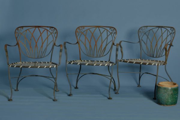 Set of 4 Wrought Iron Garden Chairs Fashion