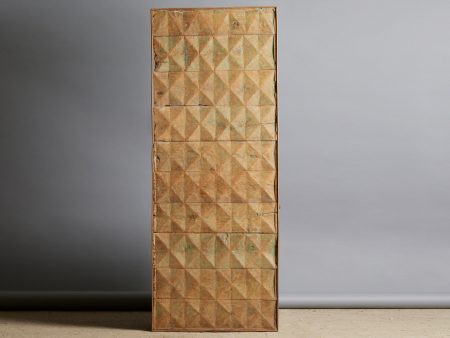 Framed Faceted Teak Panels with Traces of Old Blue Green Paint Online now