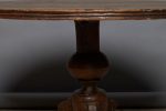 Dutch Colonial Round Teak Pedestal Table with a Reeded 3 Board Top on Sale