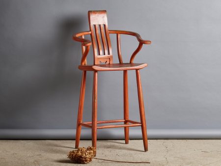 1940 s Red Teak Bar Stool from Java Fashion