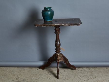 Square Topped Teak Colonial Candle Stand with a Nicely Turned Base Online now