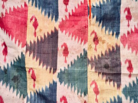 Large 19th Century Silk Uzbek Stepped Triangle Ikat Online Sale