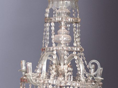 18th Century French Crystal Chandelier with Blown Arms & Cups For Sale