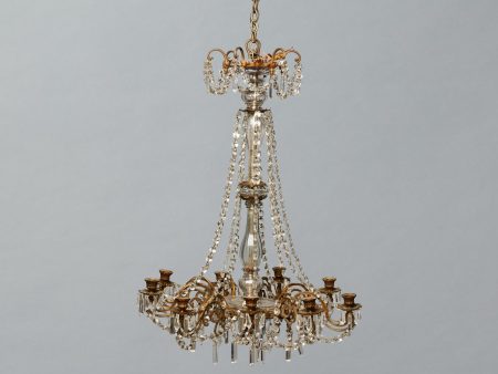 Mid-20th Century French Cut Crystal Nine Arm Chandelier Discount