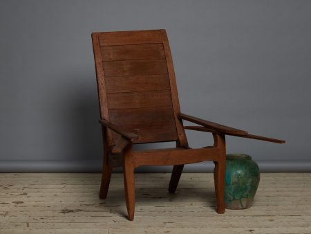 19th Century Dutch Colonial Teak Planters Chair with Retractable Swing Arms on Sale