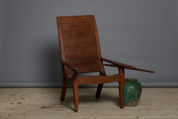 19th Century Dutch Colonial Teak Planters Chair with Retractable Swing Arms on Sale