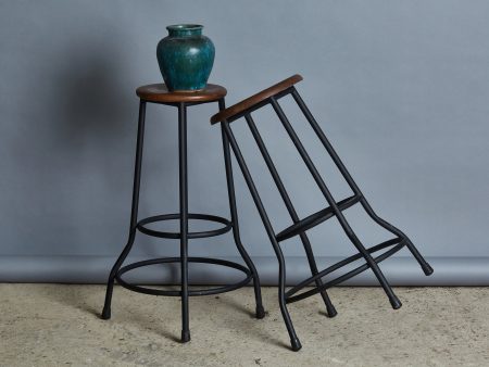 Metal Bar Stools with Teak Seats from Java Online