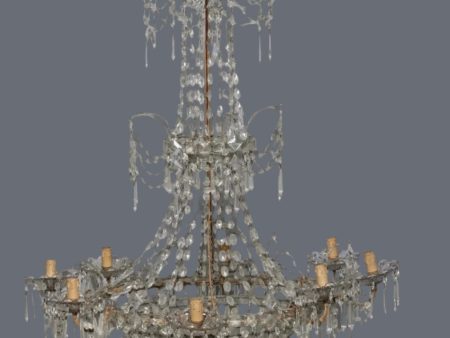 Late 19th Century Eight Arm Cut Crystal Chandelier from Genoa, Italy For Discount