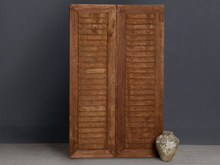 Late 19th Century Pair of Teak Doors with Carved Louvers from Java Online Sale