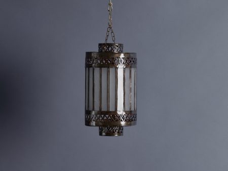 Frosted Glass & Tin Paneled Hanging Moroccan Lantern For Discount