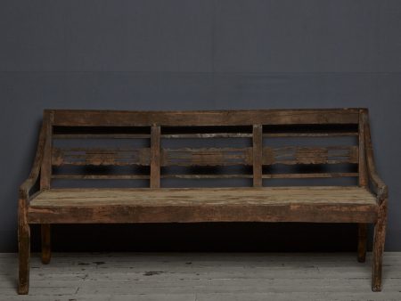 Dutch Colonial Teak Bench with Lyre Motif Back from Sumatra Online now