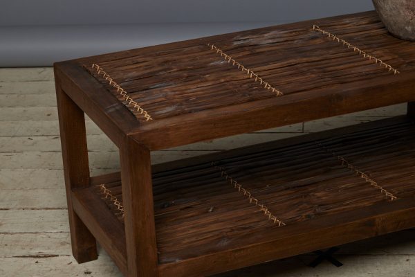 Mid Century Teak & Bamboo Two Tiered Coffee Table on Sale