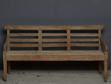 Tall Slat Back Dutch Colonial Teak Bench from Sumatra Hot on Sale