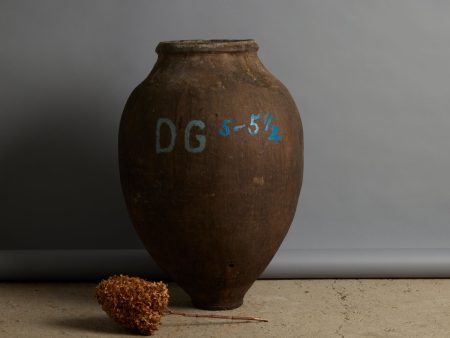 19th Century Portuguese Terra Cotta Oil Jar with Markings Supply