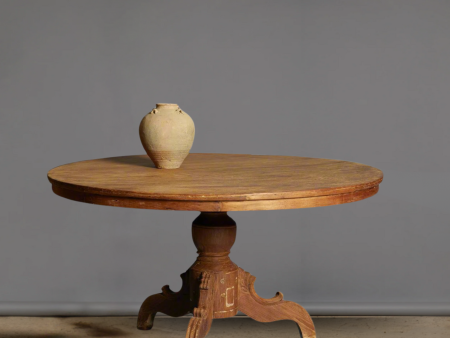 19th Century Dutch Colonial Round Teak Table with a One Board Top For Cheap