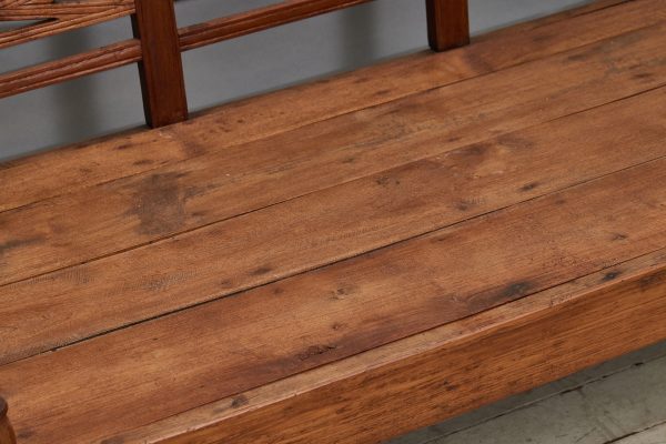 Deep Seated Delicately Carved Dutch Colonial Teak Bench from Java Discount