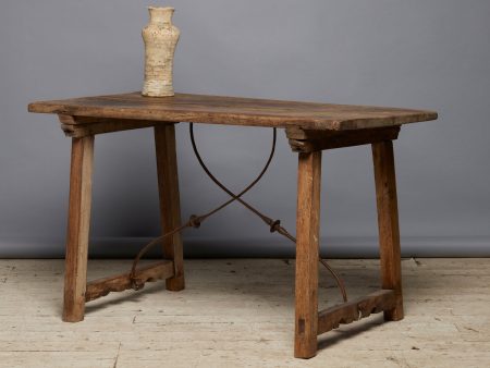 18th Century Spanish Iron & Walnut Center Hall Table For Cheap