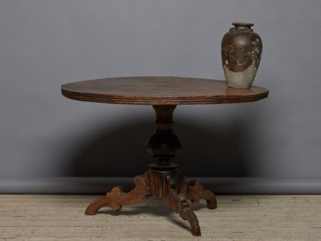 19th Century Dutch Colonial Teak Round Side Table with a Beautiful Old 3-Board Top Online