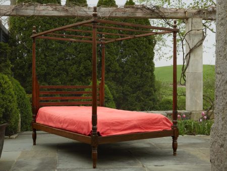 19th Century Dutch Colonial Teak Canopy Queen Sized Bed From Jakarta Hot on Sale