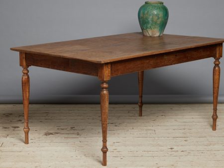 Delicate Dutch Colonial Teak Dining Table with Finely Turned Legs and 3-Board Top from Java For Cheap