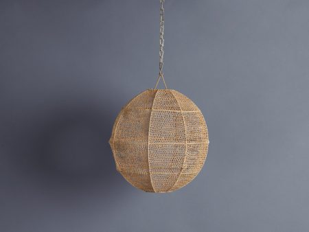 Medium Open Work Ball Shaped Raffia Hanging Light For Discount