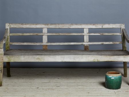 Simple Weathered Dutch Colonial Teak Bench Cheap