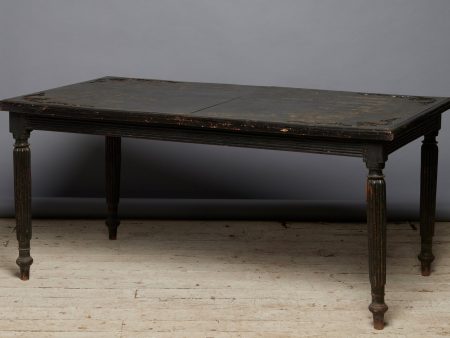 Dutch Colonial Reeded Leg Table from Jakarta with Carved Foliate Decoration on Top Hot on Sale