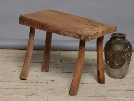 Thick Top Single Board Teak Stool with Simple Splayed Legs Discount