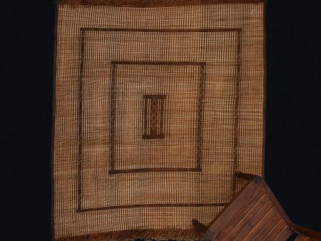 Small Coco Colored Early Tuareg Carpet with Stepped Square Design & Heavy Ornamental Fringe (5 5  x 5 9 ) Online