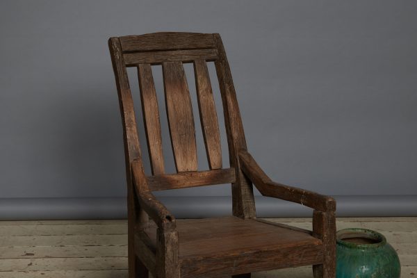 Low Primitive Dutch Colonial Teak Lounge Chair from Sumatra Online Sale