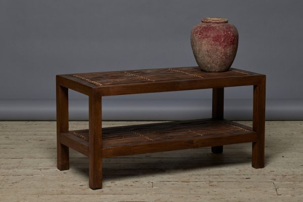 Mid Century Teak & Bamboo Two Tiered Coffee Table on Sale