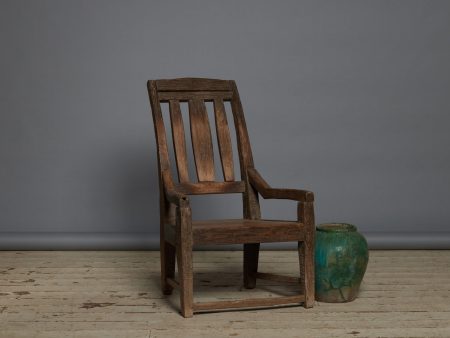 Low Primitive Dutch Colonial Teak Lounge Chair from Sumatra Online Sale