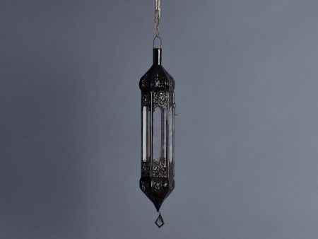 Small Bullet Shaped Tin & Glass Hanging Moroccan Lantern Online