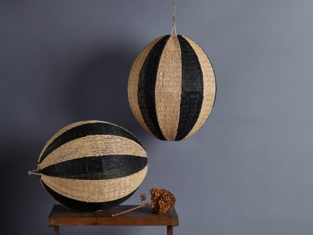 Dark Brown & Natural Hand-woven Raffia Oviform Pendant Shade Cheap