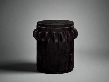 Large Ebonized Sugar Cane Mill Cog in Solid Teak Online now