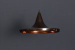 Hammered Bronze Hanging China Hat Pendant Light with a Polished Interior Online Sale