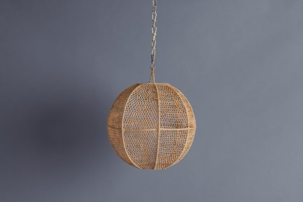 Small Open Work Ball Shaped Raffia Hanging Shade Discount