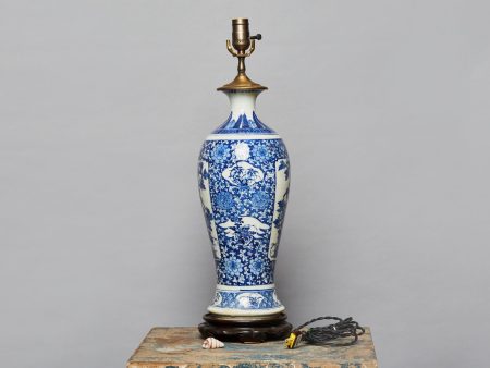 Large 19th Century Blue & White Chinese Vase Made into a Lamp Hot on Sale