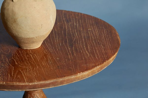 Single Board Top Round Dutch Colonial Teak Side Table from Java Online Sale