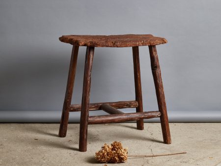 Tall Teak Stool with A Rectangular Buried Teak Top Hot on Sale