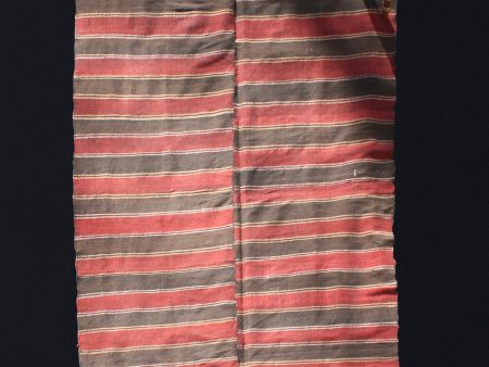 Red And Dark Chocolate Striped Textile From North Iran (4  3  x 9  10 ) Hot on Sale