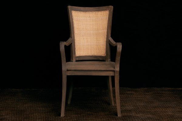 Pair of Teak & Rattan Dining Armchairs Discount