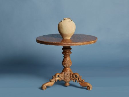 Single Board Top Round Dutch Colonial Teak Side Table from Java Online Sale