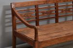 Deep Seated Delicately Carved Dutch Colonial Teak Bench from Java Discount