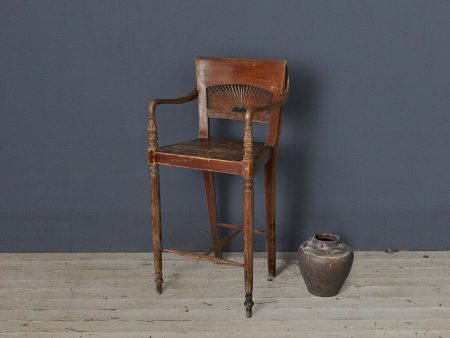 Tall Dutch Colonial Teak Raffles Directors Chair with Carved Back Sale