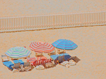 JGS193 - Row of Umbrellas on Beach - 18x12 on Sale